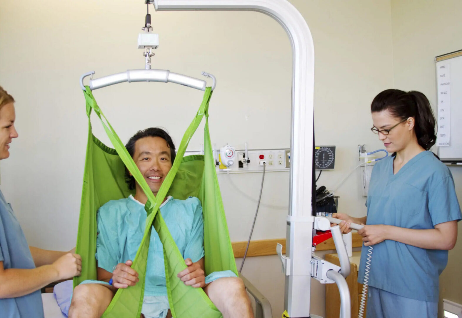 Using mechanical lift to get patient out of bed
